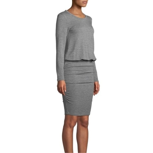 Sundry Women’s Heather Gray Knit Blouson Ruched Dress Size 1 Regular Size S - Picture 1 of 12